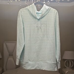 L.L. Bean Light Blue Striped Hoodie